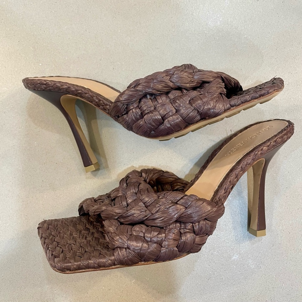 Bottega Veneta Raffia Stretch Heel Mules